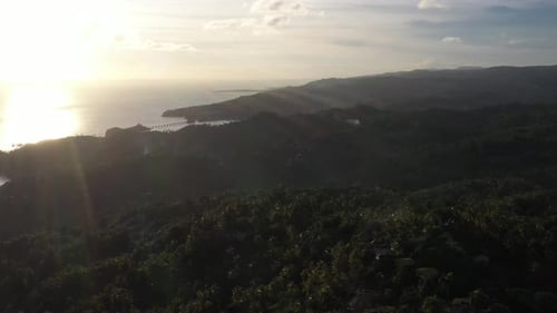 4k 24fps Drone Shoot Of A Mountains In The Bay With A Sunset Behind
