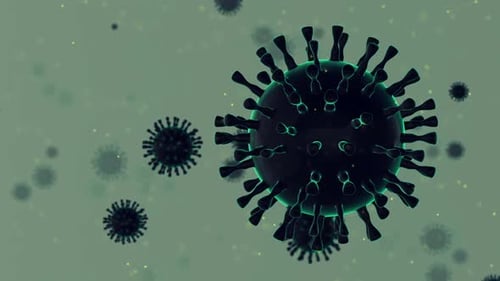 Animated 3D Virus Cell with Glowing Green Spikes