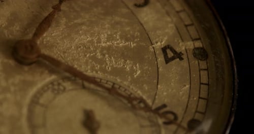 Dusty Antique Watch Hands Ticking By Close Up