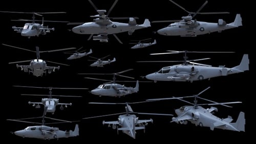 3D Military Helicopter Flight Animation on Alpha Channel