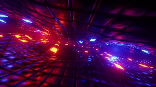 Voler dans un tunnel futuriste avec des néons 004