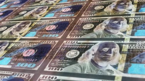 Modern Abstract Scrolling 100 Dollar Bills Animation