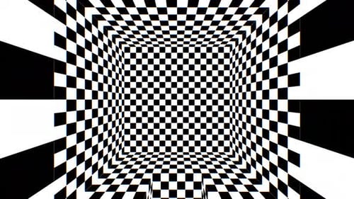 Abstract Checkerboard Optical Illusion Tunnel Motion Background