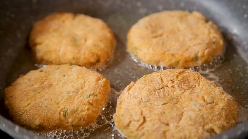 Cutlets Are Fried in a Frying Pan