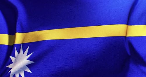 Waving Flag of Nauru with Realistic Fabric Texture