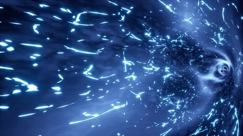 Blue Electric Particles Portal Effect 4K 02(Side View)