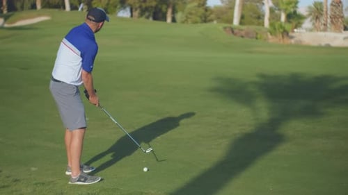 Man Playing Golf on a Sunny Green Course