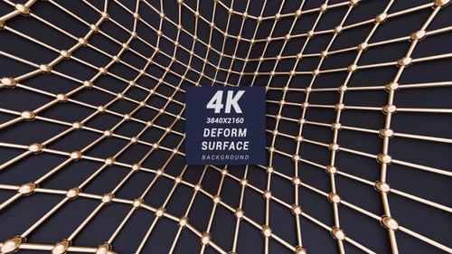 Waving Golden Grid Network Abstract Animation