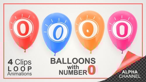 Looping Animated Zero Balloons for Celebrations