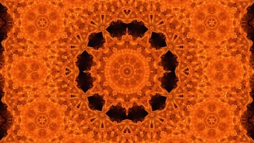 Fiery Kaleidoscope Mandala Pattern Abstract Loop Background
