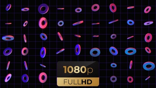 Futuristic Geometric Torus Shapes Animated Background Loop