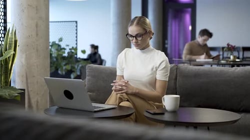 Business Woman Finishing Work Task