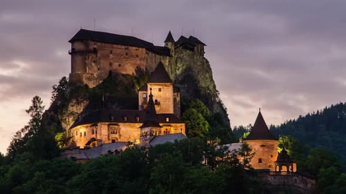 Clouds over Historic Castle in Evening Light