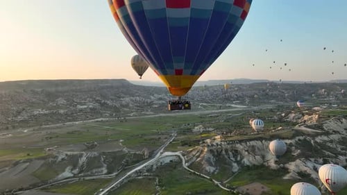 Aerial view Hot air baloons in Turkey 4 K
