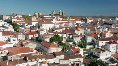Aerial Vista of a Jumble of Red Roofed Whitewashed Houses