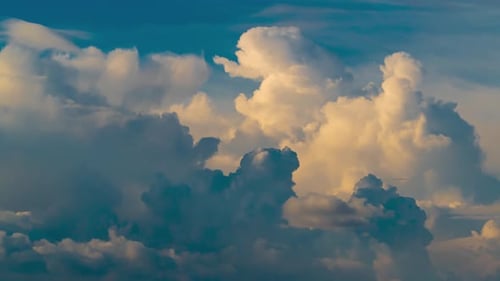 Majestic Cumulus Clouds Time-Lapse During Golden Hour