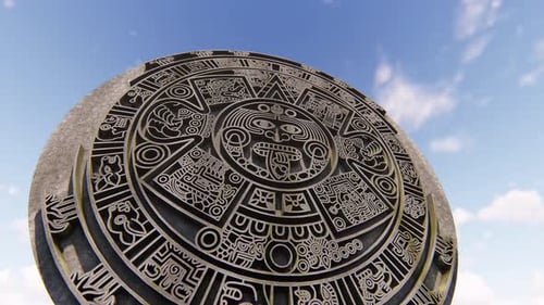 Ancient Stone Carving Calendar Detail Rotation