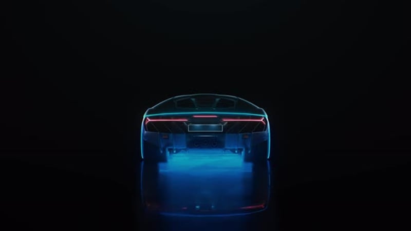 Loop Red Sport Car Driving on the Road with a Motion Blur Effect and ...