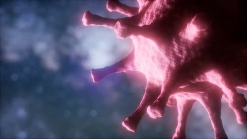 Microscopic 3D Virus Particle Rotating in Dark Space