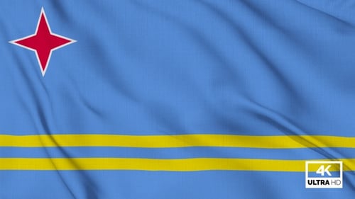 Aruba National Flag Waving in Realistic Fabric Loop