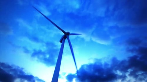 Stromerzeugende Windturbine, die sich dreht. Animation in Endlosschleife.
HD