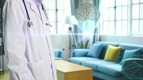 Doctor Using Digital Brain Interface in Home