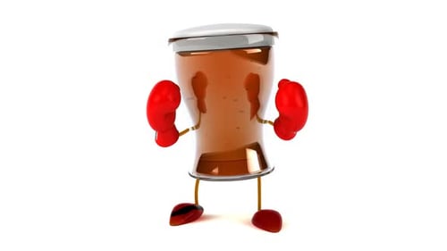Animated Beer Glass Boxer Character Punching and Swaying