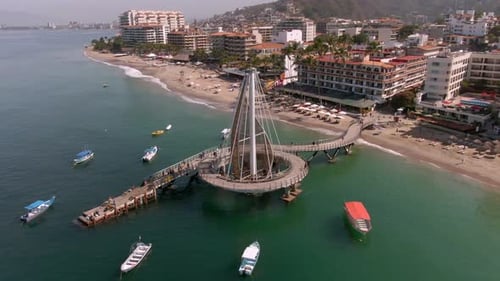 Hyperlapse Of Playa De Los Muertos Beach And Pier, Puerto Vallarta, Jalisco, Mexico