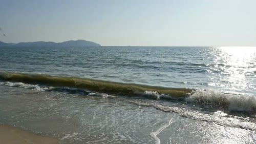 Panning beach in slow motion