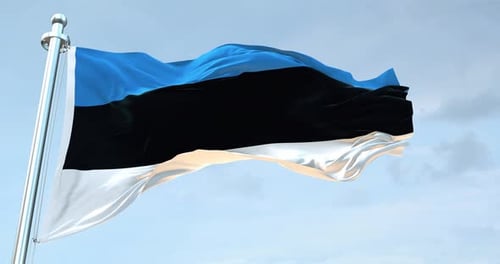 Estonia Flag Waving in the Wind with Realistic Fabric Motion