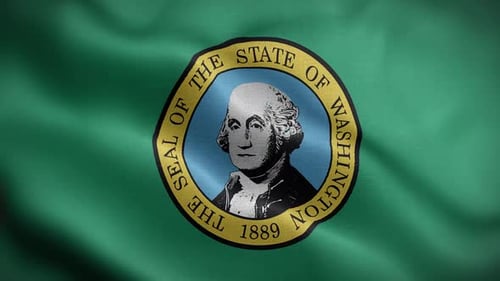 Waving Washington State Flag Seamless Loop Animation