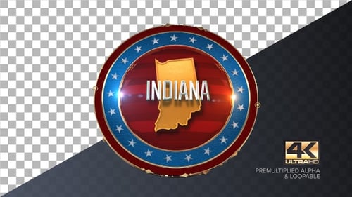 Patriotic 3D Rotating Emblem with State Map and Text