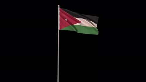 Jordan National Flag Waving on a Flagpole