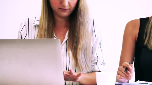Blonde Business Woman Working at Modern Office