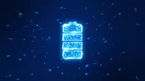 Futuristic Digital Battery Charging Technology Animation