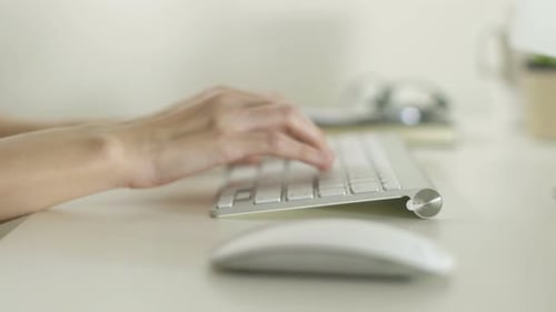 Hands Typing on Keyboard and Using Mouse