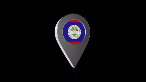 Animated 3D Map Pin Icon with Belize Flag