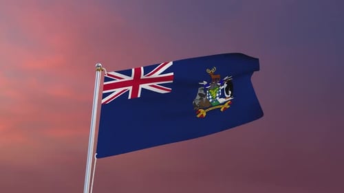 Flag Of South Georgia Waving