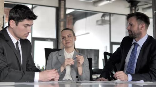 Business Colleagues Talking at Meeting in Modern Office