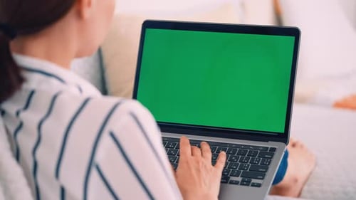 Lady Wearing Shirt Works on Computer