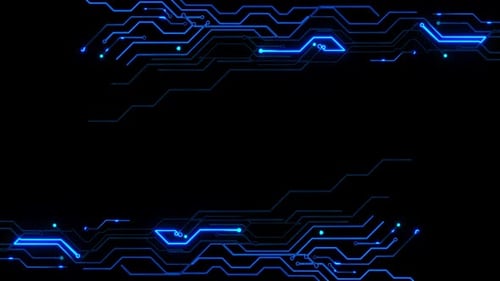 Connexions Électronique des cartes de circuits imprimés Blue Futuristic HUD Lines.