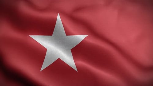 Red Flag with White Star Waving Seamless Loop