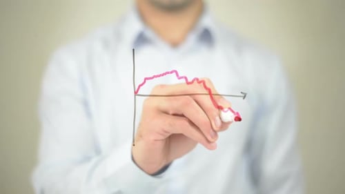 Trading Graph, Businessman Writing on Transparent Screen