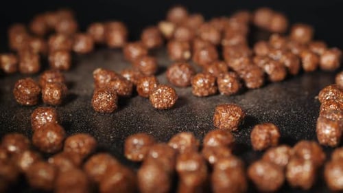 Chocolate Cereal Puffs Close Up Shot