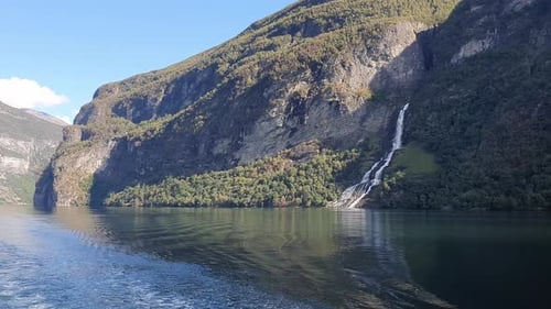 Waterfalls in the Geiranger Fjord in Norway