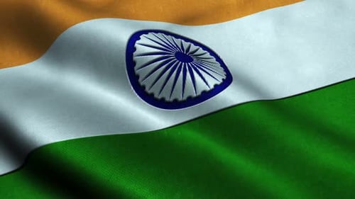 Waving India Flag with Realistic Fabric Texture Background