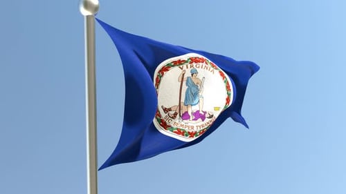 Virginia State Flag Waving Against Blue Sky