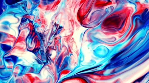 Swirling Abstract Paint Mix in Red White and Blue