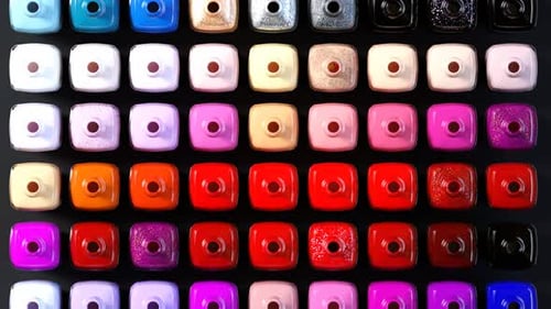 Colorful Nail Polish Bottles Grid Pattern Seamless Loop