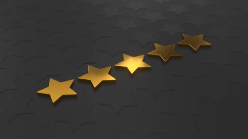 Five Golden Stars Rating Animation 3d Render